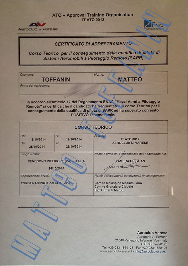 attestato pilota droni enac